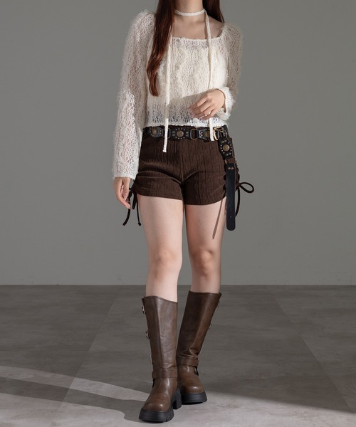 apres jour mignon(アプレジュールミニョン)の「タイ付きレースフリルプルオーバー【ZOZOTOWN限定アイテム】(Tシャツ/カットソー・レディース・ブラック/アイボリー・フリー/X-LARGE)」の7枚目の写真