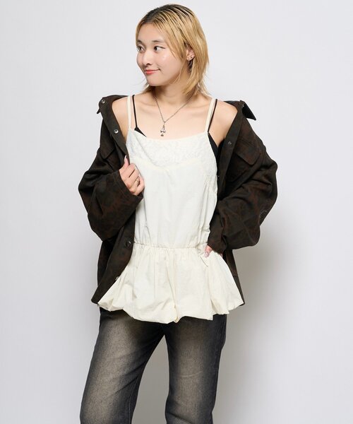 WHO'S WHO gallery（フーズフーギャラリー）の「ナイロンバルーンワンピ（ワンピース・レディース・ホワイト/ブラック・FREE）」の4枚目の写真