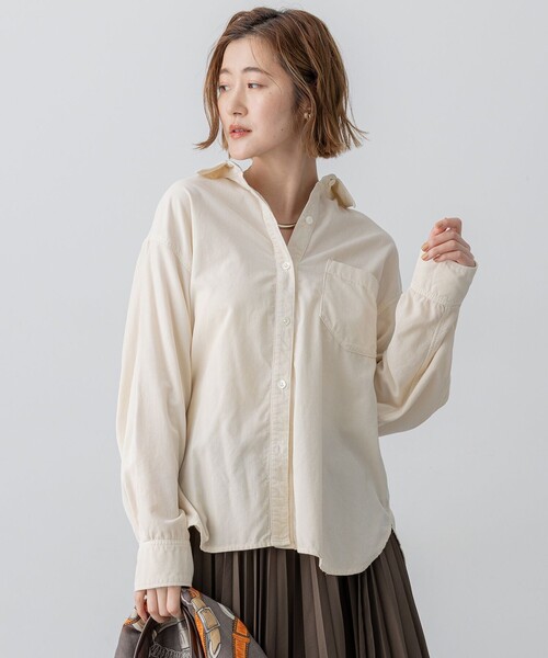 23区 S(ニジュウサンクチイサイサイズ)の「コットン コーデュロイ シャツ(シャツ/ブラウス・レディース・ダルブルー系/ピンク系/ライトグレー系/ホワイト系・32)」の2枚目の写真