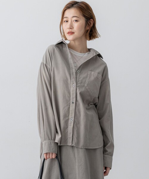 ♡23区♡2025AW今季コットン コーデュロイ シャツ♡ライトグレー38 コットン コーデュロイ シャツ（シャツ/ブラウス）｜23区（ニジュウ