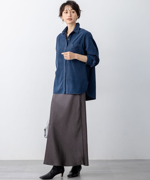 23区 S(ニジュウサンクチイサイサイズ)の「コットン コーデュロイ シャツ(シャツ/ブラウス・レディース・ダルブルー系/ピンク系/ライトグレー系/ホワイト系・32)」の11枚目の写真