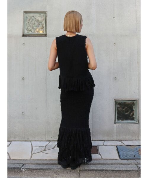 Ungrid(アングリッド)の「フリンジニットスカート(スカート・レディース・ブラック/アイボリー・FREE)」の8枚目の写真