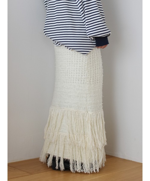 Ungrid(アングリッド)の「フリンジニットスカート(スカート・レディース・ブラック/アイボリー・FREE)」の10枚目の写真
