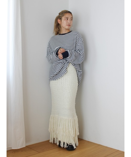 Ungrid(アングリッド)の「フリンジニットスカート(スカート・レディース・ブラック/アイボリー・FREE)」の11枚目の写真