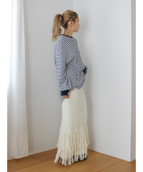 Ungrid(アングリッド)の「フリンジニットスカート(スカート・レディース・ブラック/アイボリー・FREE)」の12枚目の写真