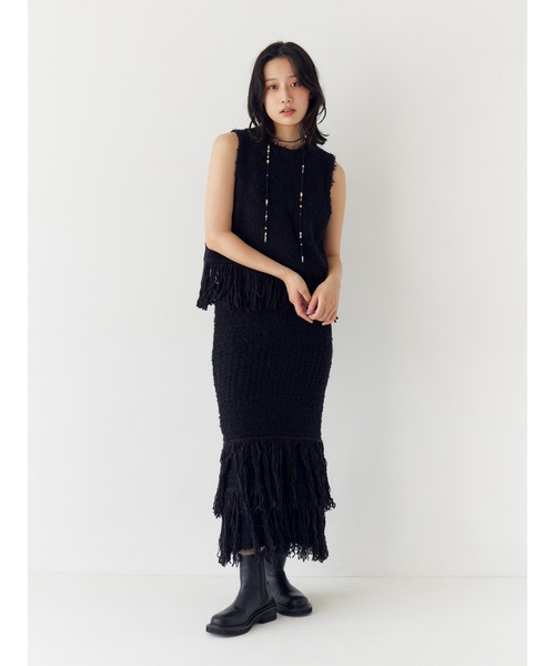 Ungrid(アングリッド)の「フリンジニットスカート(スカート・レディース・ブラック/アイボリー・FREE)」の22枚目の写真