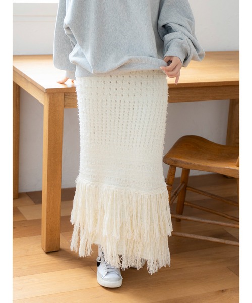 Ungrid(アングリッド)の「フリンジニットスカート(スカート・レディース・ブラック/アイボリー・FREE)」の21枚目の写真