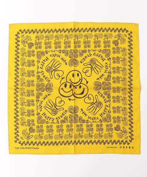 The Make Happy Studio(ザメイクハッピーストゥディオ)の「The Make Happy Studio/ザメイクハッピーストゥディオ/HAPPY BANDANA(その他雑貨・メンズ・ネイビー/イエロー・F)」の4枚目の写真