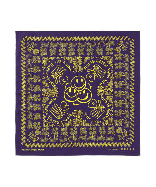 The Make Happy Studio(ザメイクハッピーストゥディオ)の「The Make Happy Studio/ザメイクハッピーストゥディオ/HAPPY BANDANA(その他雑貨・メンズ・ネイビー/イエロー・F)」の5枚目の写真