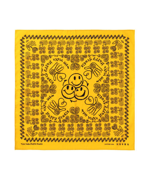 The Make Happy Studio(ザメイクハッピーストゥディオ)の「The Make Happy Studio/ザメイクハッピーストゥディオ/HAPPY BANDANA(その他雑貨・メンズ・ネイビー/イエロー・F)」の6枚目の写真