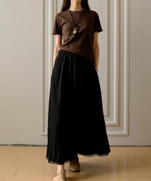 cammie(キャミー)の「ウエストギャザー裾レースバルーンパンツ(その他パンツ・レディース・オフホワイト/ブラック/ライトグレー・L/M)」の2枚目の写真