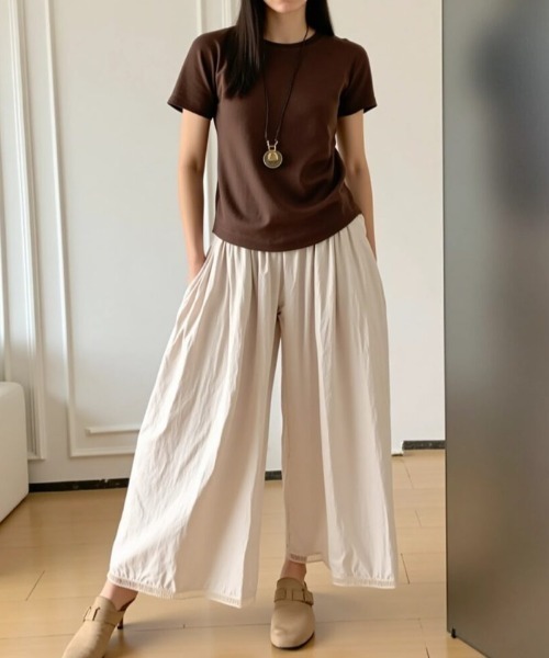 cammie(キャミー)の「ウエストギャザー裾レースバルーンパンツ(その他パンツ・レディース・オフホワイト/ブラック/ライトグレー・L/M)」の14枚目の写真