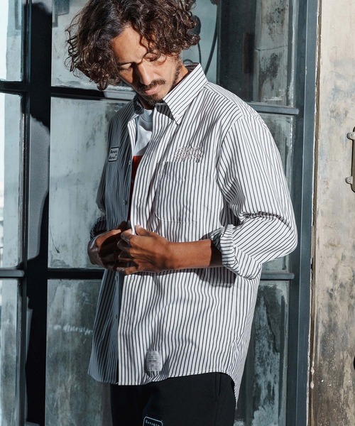 seventy seven(セブンティセブン)の「ms6259-stripe L-S shirt(25W) ストライプシャツ(7725W260)(シャツ/ブラウス・メンズ・ベージュ/ネイビー/ブラック・XL/L/M/S)」の15枚目の写真