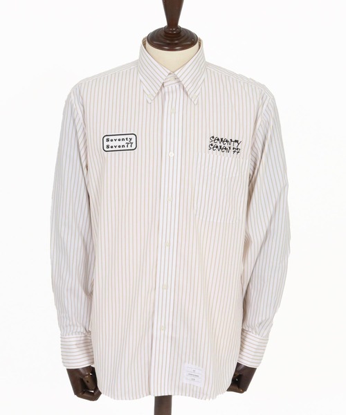seventy seven(セブンティセブン)の「ms6259-stripe L-S shirt(25W) ストライプシャツ(7725W260)(シャツ/ブラウス・メンズ・ベージュ/ネイビー/ブラック・XL/L/M/S)」の19枚目の写真