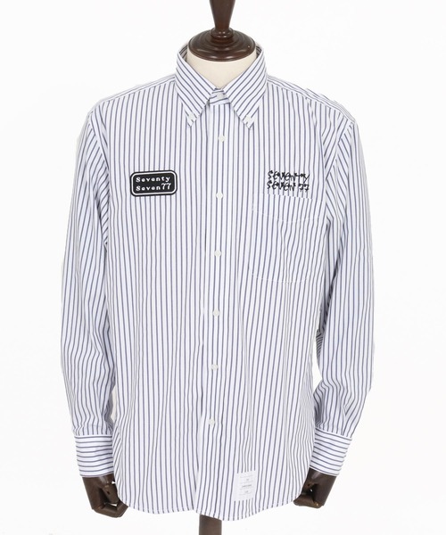 seventy seven(セブンティセブン)の「ms6259-stripe L-S shirt(25W) ストライプシャツ(7725W260)(シャツ/ブラウス・メンズ・ベージュ/ネイビー/ブラック・XL/L/M/S)」の21枚目の写真