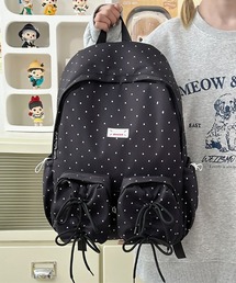 gossip！ロサンゼルス（ゴシップロサンゼルス）の「ポイント柄 リボンデザイン多ポケット  バックパック/A4対応大容量 Y2K（バックパック/リュック）」