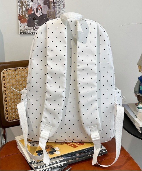 gossip!ロサンゼルス(ゴシップロサンゼルス)の「ポイント柄 リボンデザイン多ポケット バックパック/A4対応大容量 Y2K(バックパック/リュック・レディース・ブラック/ホワイト・FREE)」の18枚目の写真