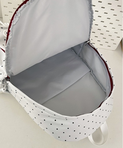 gossip!ロサンゼルス(ゴシップロサンゼルス)の「ポイント柄 リボンデザイン多ポケット バックパック/A4対応大容量 Y2K(バックパック/リュック・レディース・ブラック/ホワイト・FREE)」の22枚目の写真