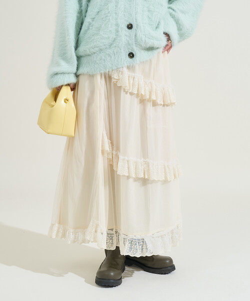 FREAK'S STORE（フリークスストア）の「インド チュールスカート（スカート・レディース・オフホワイト/ブラック・ﾌﾘ-）」の20枚目の写真