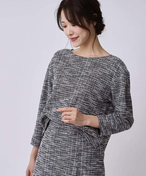 COUP DE CHANCE(クードシャンス)の「【手洗い可/日本製/ジャージ素材/セットアップ可】ラメ意匠素材トップス(Tシャツ/カットソー・レディース・ネイビー系3/ブラック系3/ホワイト系4・34/36/38/40)」の3枚目の写真