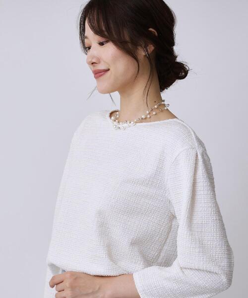 COUP DE CHANCE(クードシャンス)の「【手洗い可/日本製/ジャージ素材/セットアップ可】ラメ意匠素材トップス(Tシャツ/カットソー・レディース・ネイビー系3/ブラック系3/ホワイト系4・34/36/38/40)」の5枚目の写真