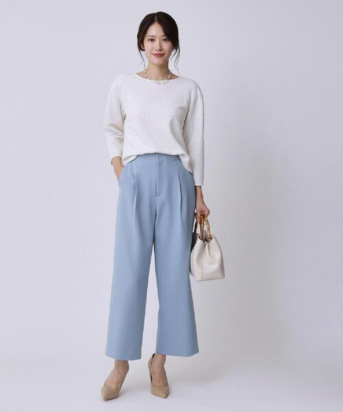 COUP DE CHANCE(クードシャンス)の「【手洗い可/日本製/ジャージ素材/セットアップ可】ラメ意匠素材トップス(Tシャツ/カットソー・レディース・ネイビー系3/ブラック系3/ホワイト系4・34/36/38/40)」の6枚目の写真