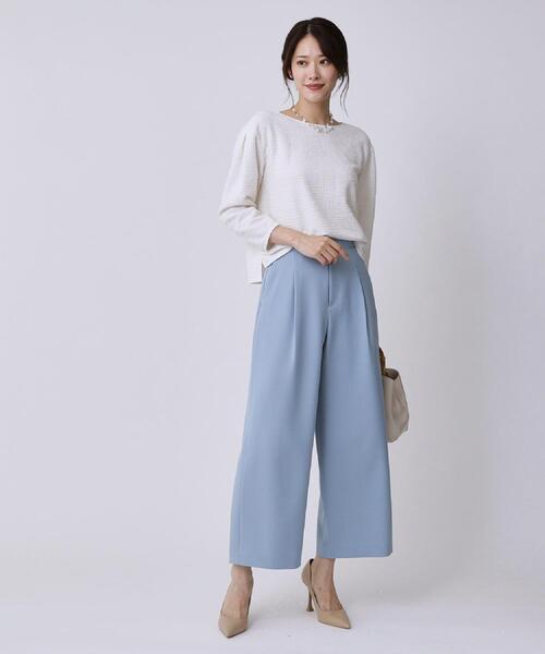 COUP DE CHANCE(クードシャンス)の「【手洗い可/日本製/ジャージ素材/セットアップ可】ラメ意匠素材トップス(Tシャツ/カットソー・レディース・ネイビー系3/ブラック系3/ホワイト系4・34/36/38/40)」の7枚目の写真