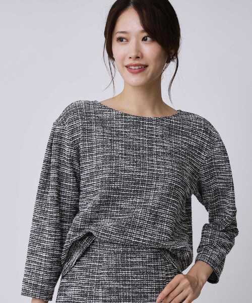 COUP DE CHANCE(クードシャンス)の「【手洗い可/日本製/ジャージ素材/セットアップ可】ラメ意匠素材トップス(Tシャツ/カットソー・レディース・ネイビー系3/ブラック系3/ホワイト系4・34/36/38/40)」の9枚目の写真