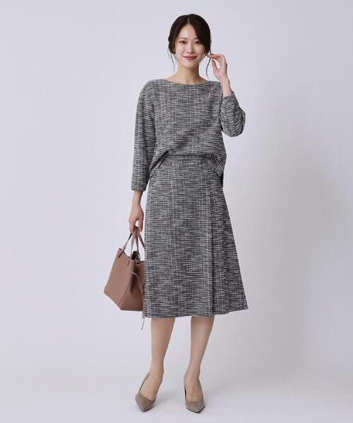 COUP DE CHANCE(クードシャンス)の「【手洗い可/日本製/ジャージ素材/セットアップ可】ラメ意匠素材トップス(Tシャツ/カットソー・レディース・ネイビー系3/ブラック系3/ホワイト系4・34/36/38/40)」の10枚目の写真