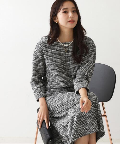 COUP DE CHANCE(クードシャンス)の「【手洗い可/日本製/ジャージ素材/セットアップ可】ラメ意匠素材トップス(Tシャツ/カットソー・レディース・ネイビー系3/ブラック系3/ホワイト系4・34/36/38/40)」の18枚目の写真