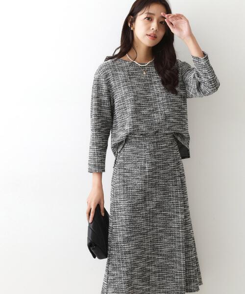 COUP DE CHANCE(クードシャンス)の「【手洗い可/日本製/ジャージ素材/セットアップ可】ラメ意匠素材トップス(Tシャツ/カットソー・レディース・ネイビー系3/ブラック系3/ホワイト系4・34/36/38/40)」の19枚目の写真