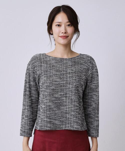 COUP DE CHANCE(クードシャンス)の「【手洗い可/日本製/ジャージ素材/セットアップ可】ラメ意匠素材トップス(Tシャツ/カットソー・レディース・ネイビー系3/ブラック系3/ホワイト系4・34/36/38/40)」の21枚目の写真