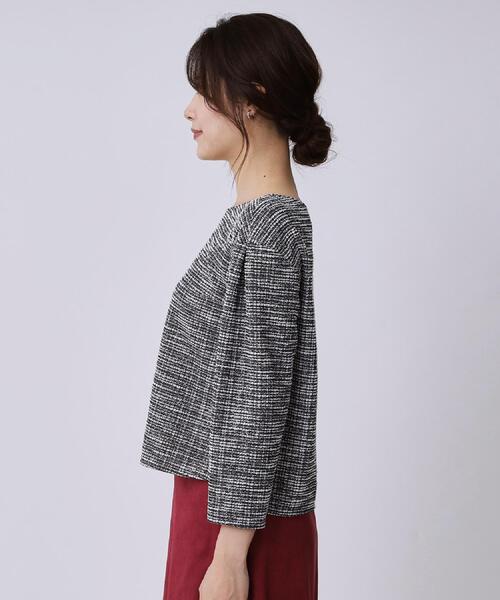 COUP DE CHANCE(クードシャンス)の「【手洗い可/日本製/ジャージ素材/セットアップ可】ラメ意匠素材トップス(Tシャツ/カットソー・レディース・ネイビー系3/ブラック系3/ホワイト系4・34/36/38/40)」の22枚目の写真