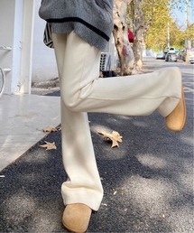 裏起毛 セミワイド リブパンツ