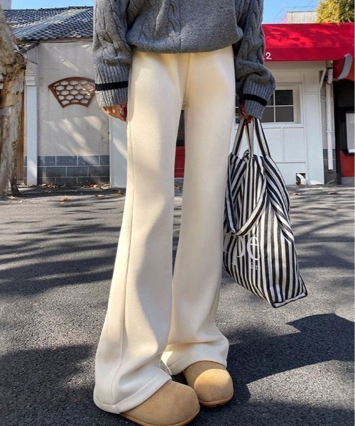 kirakiraShop(キラキラショップ)の「裏起毛 セミワイド リブパンツ(その他パンツ・レディース・オフホワイト/ブラック・S/M/L/XL)」の19枚目の写真