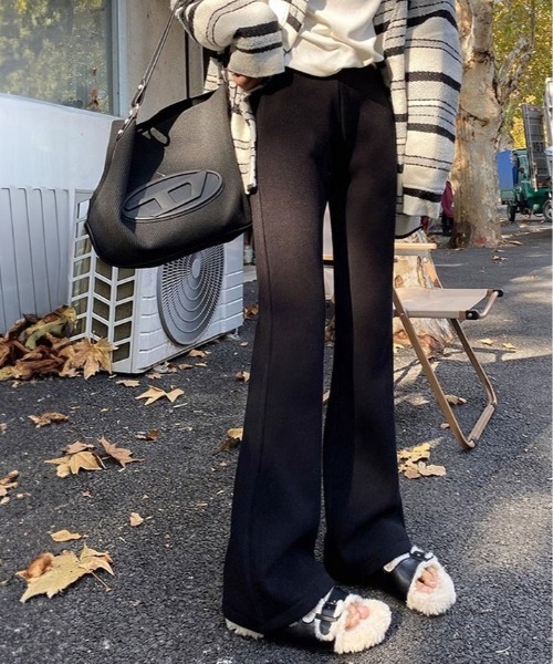 kirakiraShop(キラキラショップ)の「裏起毛 セミワイド リブパンツ(その他パンツ・レディース・オフホワイト/ブラック・S/M/L/XL)」の17枚目の写真