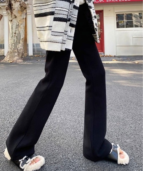 kirakiraShop(キラキラショップ)の「裏起毛 セミワイド リブパンツ(その他パンツ・レディース・オフホワイト/ブラック・S/M/L/XL)」の15枚目の写真