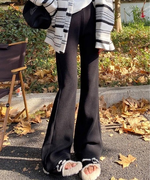 kirakiraShop(キラキラショップ)の「裏起毛 セミワイド リブパンツ(その他パンツ・レディース・オフホワイト/ブラック・S/M/L/XL)」の16枚目の写真