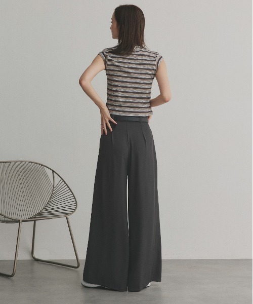 ad thie（アドティエ）の「フロントタック ワイドスラックス（スラックス・レディース・グレー/ブラック/アイボリー・FREE）」の11枚目の写真