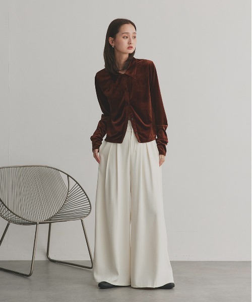 ad thie（アドティエ）の「フロントタック ワイドスラックス（スラックス・レディース・グレー/ブラック/アイボリー・FREE）」の15枚目の写真