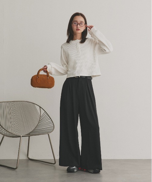 ad thie(アドティエ)の「フロントタック ワイドスラックス(スラックス・レディース・グレー/ブラック/アイボリー・FREE)」の18枚目の写真