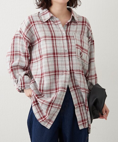 NUNIFE(ユニフィー)の「【NUNIFE】BIGチェックシャツ(シャツ/ブラウス・レディース・グレー/ブルー/ブラック/ブラウン・FREE)」の6枚目の写真