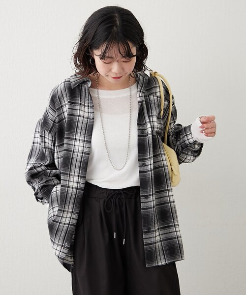 NUNIFE(ユニフィー)の「【NUNIFE】BIGチェックシャツ(シャツ/ブラウス・レディース・グレー/ブルー/ブラック/ブラウン・FREE)」の14枚目の写真