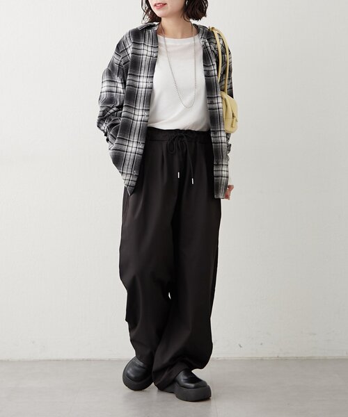 NUNIFE(ユニフィー)の「【NUNIFE】BIGチェックシャツ(シャツ/ブラウス・レディース・グレー/ブルー/ブラック/ブラウン・FREE)」の18枚目の写真