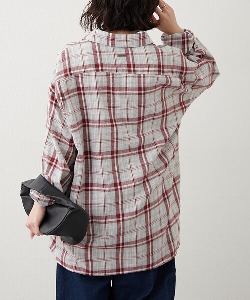 NUNIFE(ユニフィー)の「【NUNIFE】BIGチェックシャツ(シャツ/ブラウス・レディース・グレー/ブルー/ブラック/ブラウン・FREE)」の3枚目の写真