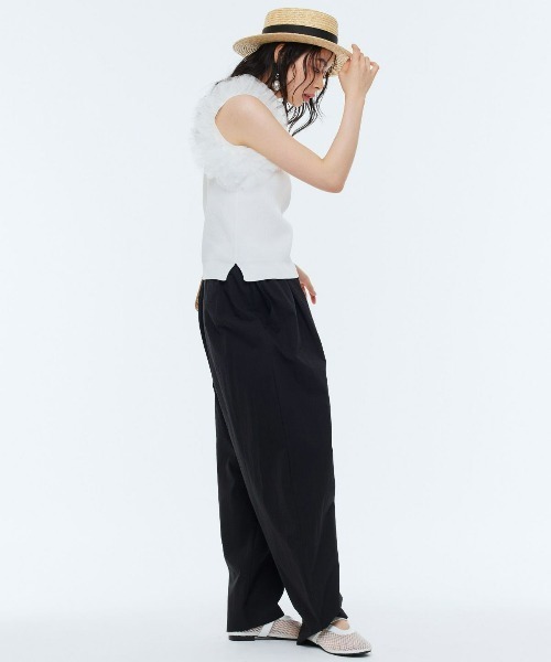 Narcissus（ナルシス）の「【PICCIN】フリルチュールノースリーブトップス（タンクトップ・レディース・ホワイト・FREE）」の3枚目の写真