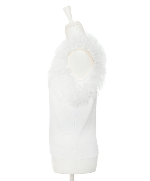 Narcissus（ナルシス）の「【PICCIN】フリルチュールノースリーブトップス（タンクトップ・レディース・ホワイト・FREE）」の6枚目の写真