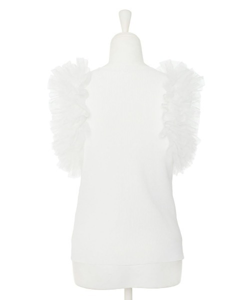 Narcissus（ナルシス）の「【PICCIN】フリルチュールノースリーブトップス（タンクトップ・レディース・ホワイト・FREE）」の7枚目の写真