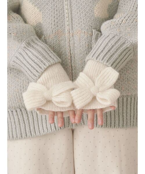 merry jenny（メリージェニー）の「りぼんりぼんニットグローブ（手袋・レディース・ピンク/ネイビー/アイボリー・FREE）」の11枚目の写真