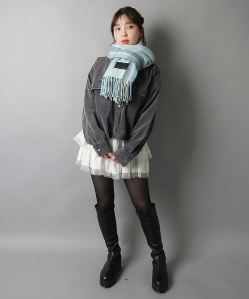 SPINNS（スピンズ）の「スタイルUP★ヴィンテージ加工ショートシャツ/ケミカル（シャツ/ブラウス・レディース・グレー/キャメル/チャコール・ONESIZE）」の13枚目の写真